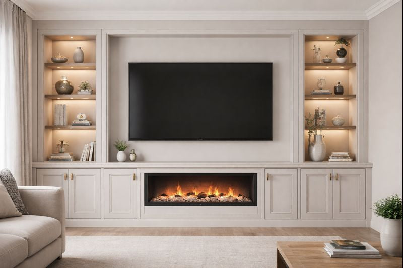 Fluted Luxe Fireplace Media Wall