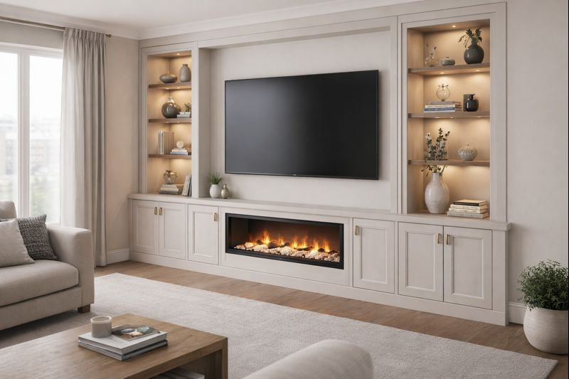 Fluted Luxe Fireplace Media Wall